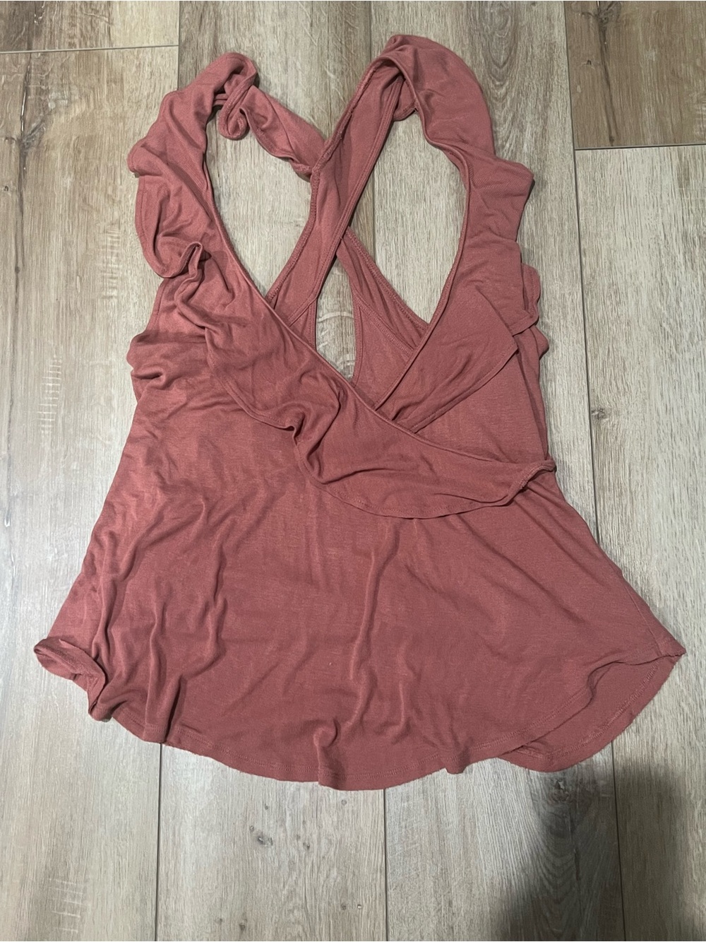 Free People • FP Rust / Terracotta Cross-Back Ruffle Tank Small